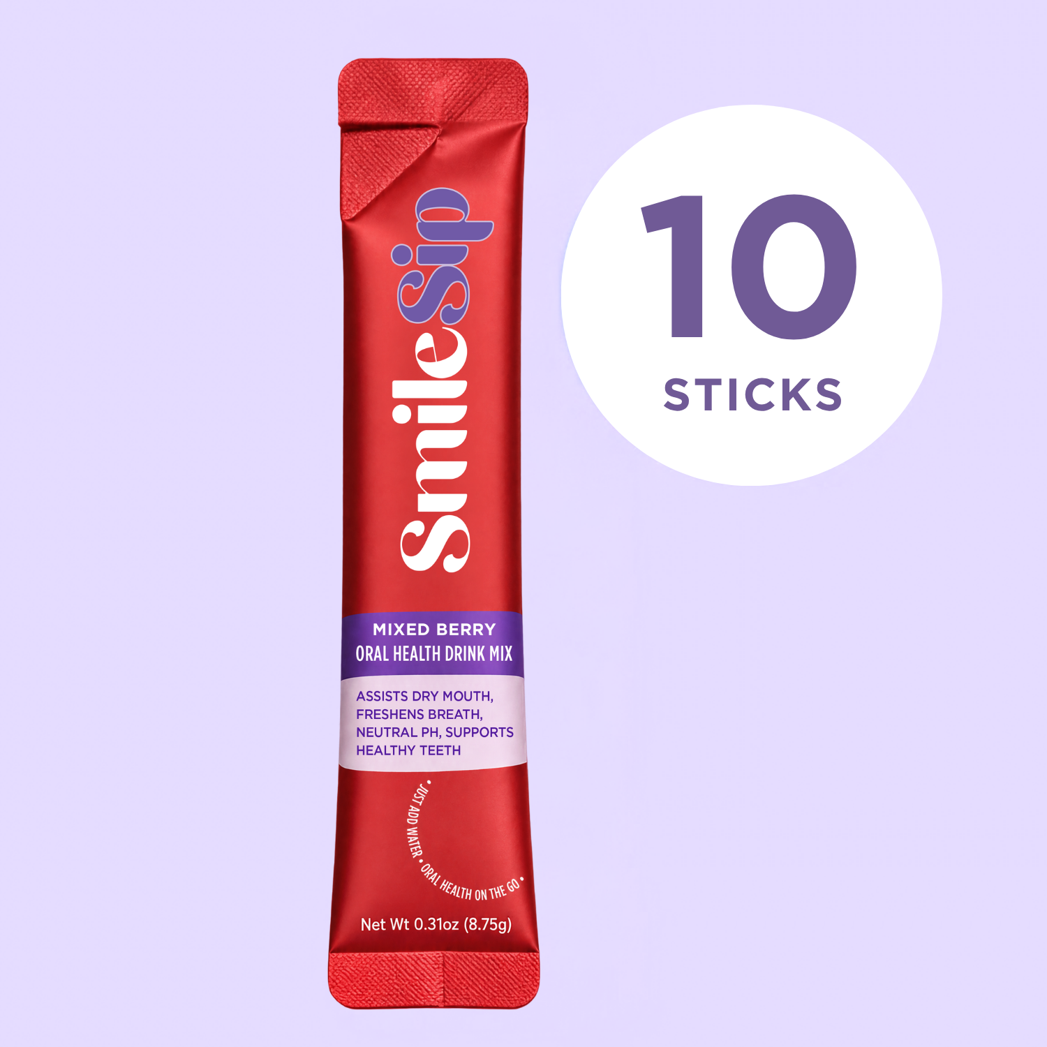 Mixed Berry SmileSip, Powered by Prebiotics and Proven by Science; 10ct Pouch